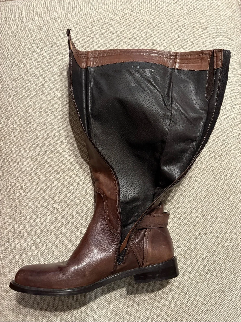 Sesto Meucci Women’s Brown Leather Riding Boots 6.5 M Made in Italy